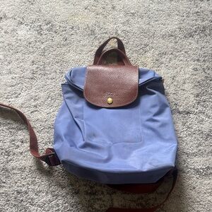 Longchamp Blue and Brown Backpack